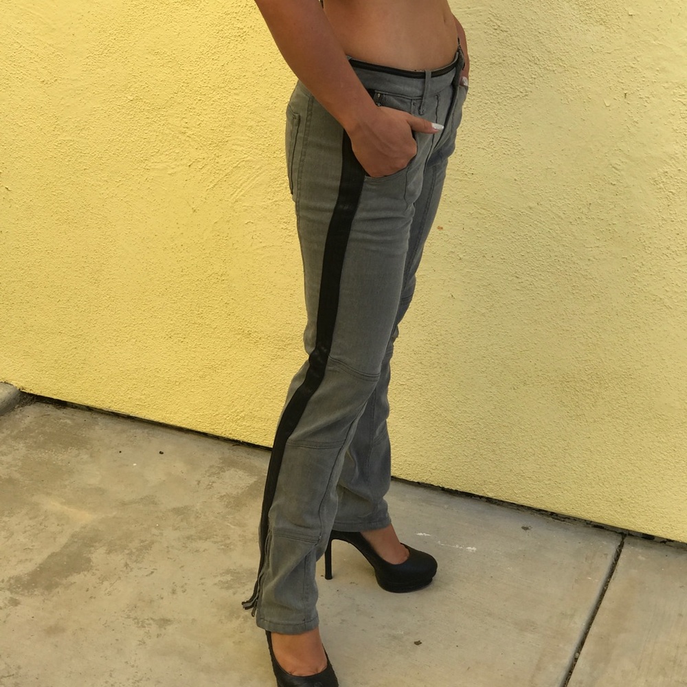 Diesel grey jeans with leather side panel